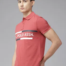 U.S. Polo Assn. Denim Co. Printed Polo Collar Pure Cotton Slim Fit T-shirt image 4