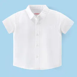 Babyhug Cotton Linen Half Sleeves Solid Shirt- White image 1
