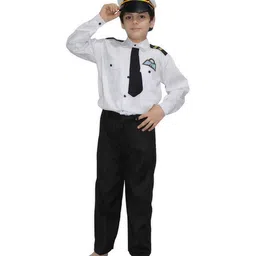 Kaku Fancy Dresses Our Community Helper Pilot Theme Costume Set - White & Black-picture-15