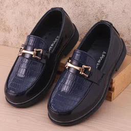 Pine Kids Slip on Formal Wear Shoes with Chain Link - Navy Blue-picture-25