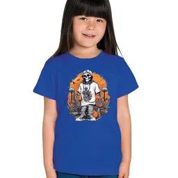 BRATMA Halloween Theme Cotton Half Sleeves Stylish Skeleton Printed Tee - Royal Blue-picture-24