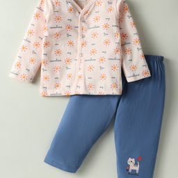 Tango Single Jersey Knit Full Sleeves Night Suit with Sun Print - Peach-picture-14