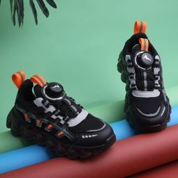 TRUFFLE COLLECTION Mesh Detailed Rotating Button Sneakers - Black-picture-10