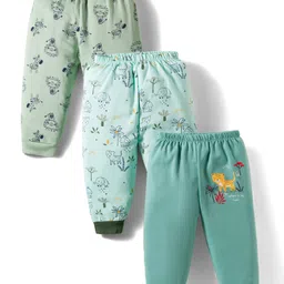 Mini Donuts Interlock Knit Full Length Lounge Pants with Animal Print Pack of 3 - Sea Green Light Green & Turquoise-picture-23