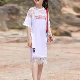 INCLUD Girls Printed T-shirt Midi Dress-image-74