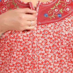 Lady Venom Printed Thread Work Round Neck Maxi Nightdress image 2