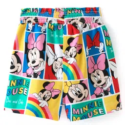 Babyhug Disney Cotton Knit Knee Length Shorts with Pockets & Minnie Mouse Print - White image 2
