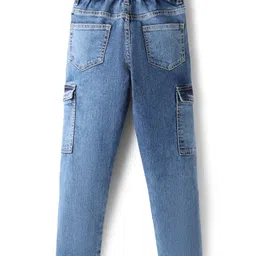 Pine Kids Denim Woven Full Length Washed Jeans With Cargo Pockets - Blue image 2
