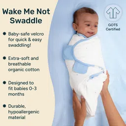 NINTARA BABY Wake Me Not Swaddle Wrap 100% Organic Cotton, Ultra-Soft Newborn Sleep Sack with Safe Velcro (0-3 Months) image 2