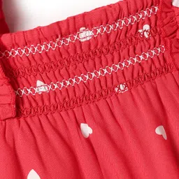 Babyhug Rayon Woven Frill Sleeves Top With Polka Dots - Red image 3