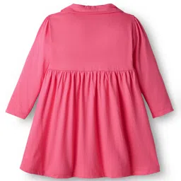 Babyhug Single Jersey Knit Full Sleeves Frock with Bloomer & Bunny Print - Pink image 3
