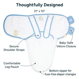 NINTARA BABY Wake Me Not Swaddle Wrap 100% Organic Cotton, Ultra-Soft Newborn Sleep Sack with Safe Velcro (0-3 Months) image 3