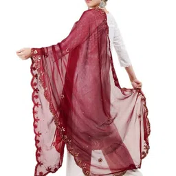Way2Like Floral Embroidered Gotta Patti Chiffon Dupatta image 4