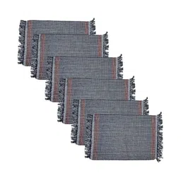 PRAKARTIK 6-Pcs Black & Grey Printed Cotton Table Placemats image 4