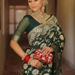 AdoreeStitch Floral Woven Design Zari Saree image 3