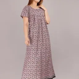 AAKARSHANA CREATION Pink Pure Cotton Maxi Printed Nightdress-image-56