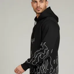 YONGE Men Printed Hooded Sweatshirt image 3