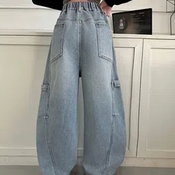 LULU & SKY Girls Wide Leg High-Rise Light Fade Stretchable Jeans image 4