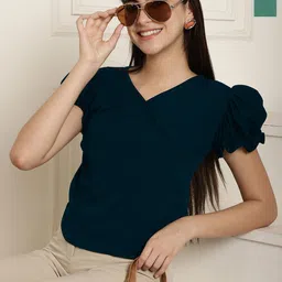 Metronaut Women Pack Of 2 Puff Sleeve Regular Peplum Top-picture-42