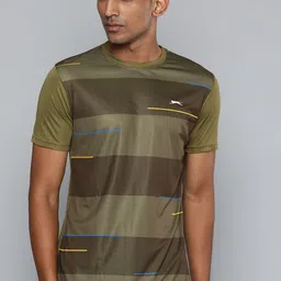 Slazenger Men Olive Green Striped T-shirt-picture-29