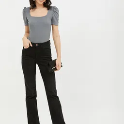 Harpa Grey Fitted Puff Sleeve Top image 5