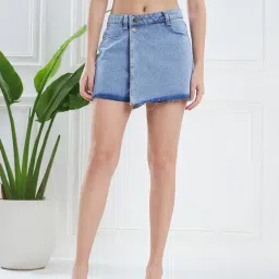 KASSUALLY Blue Cotton Skorts-picture-36