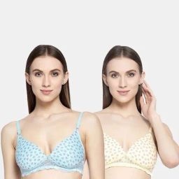 AROUSY Yellow & Blue Cotton Printed T-Shirt Bra - Pack Of 2-picture-48