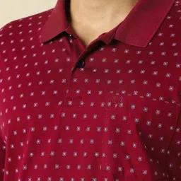 Allen Solly Maroon Regular Fit Print Polo T-Shirt image 5