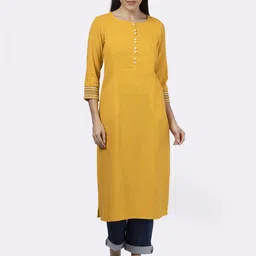 Saffron Threads Round Neck Straight Kurta-picture-22