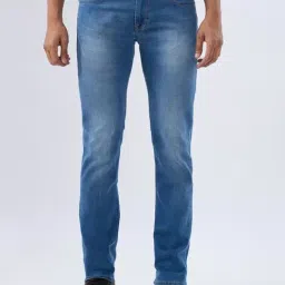 Spykar Mid Blue Cotton Slim Fit Distressed Jeans-picture-29