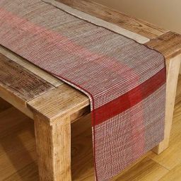 fabindia home Fabindia Red Cotton Blend Solid Table Runner-picture-7