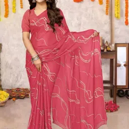 MIRCHI FASHION Peach Printed Saree With Unstitched Blouse-image-67