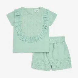 HOP Baby by Westside Sage Schiffli Design Cotton Top with Shorts Set image 1