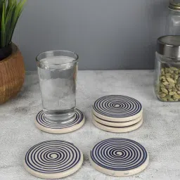 VarEesha Blue Ceramic Coasters - Set of 6-image-23