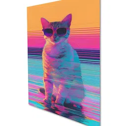 nestroots Yellow & Blue Cat Canvas Painting Wall Art image 2