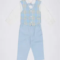 H by Hamleys Infants Boys Blue & White Checks Full Sleeves Waistcoat, Shirt & Pants-picture-24