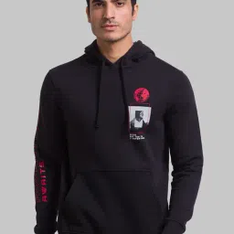 Parx Black Regular Fit Printed Hooded Sweatshirt-picture-16