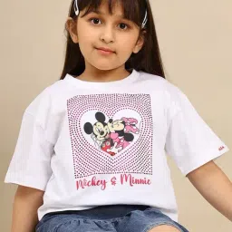 Kidsville Mickey & Friends Printed Boxy Fit T-Shirt For Girls-picture-41