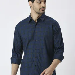 MARK & ALBERT Men India Slim Spread Collar Checked Cotton Slim Fit Casual Shirt-picture-17
