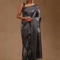 Soch Grey Printed Saree With Unstitched Blouse-image-1
