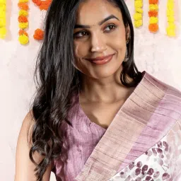 MIRCHI FASHION Ivory White Printed Saree With Unstitched Blouse image 5