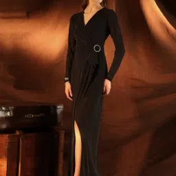 Kazo Black Plain Maxi Dress image 5