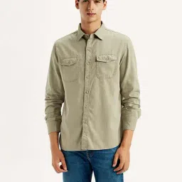 Levi's Men's Light Olive Slim Fit Shirt-picture-26