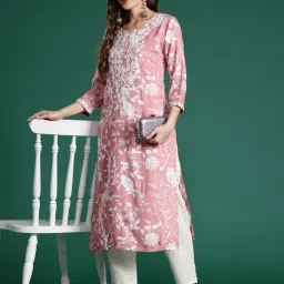 Indo Era Mauve Regular Fit Embroidered Kurta image 5