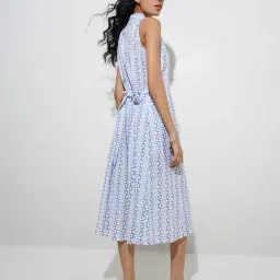 Bombay Paisley by Westside Blue Floral Printed Cotton Shirt Dress image 2