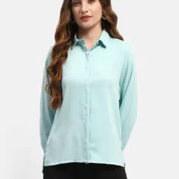 MADAME Light Blue Regular Fit Shirt-image-37