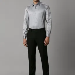 Louis Philippe Grey Cotton Regular Fit Self Pattern Shirt image 5