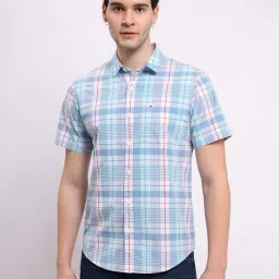 Lee Blue Regular Fit Check Cotton Shirt-picture-20