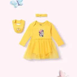 Nauti Nati Girls Yellow Cotton Printed Regular Fit Dress-picture-18