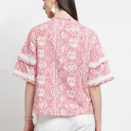 Gipsy Pink Cotton Geometric Top image 2